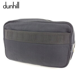 【春の大感謝祭 30％OFF】ダンヒル クラッチバッグ セカンドバッグ ロゴライン ブラック シルバー キャンバス dunhill セカンドバッグ バック ファッション 収納 バッグ 【ダンヒル】 E1255 【中古】