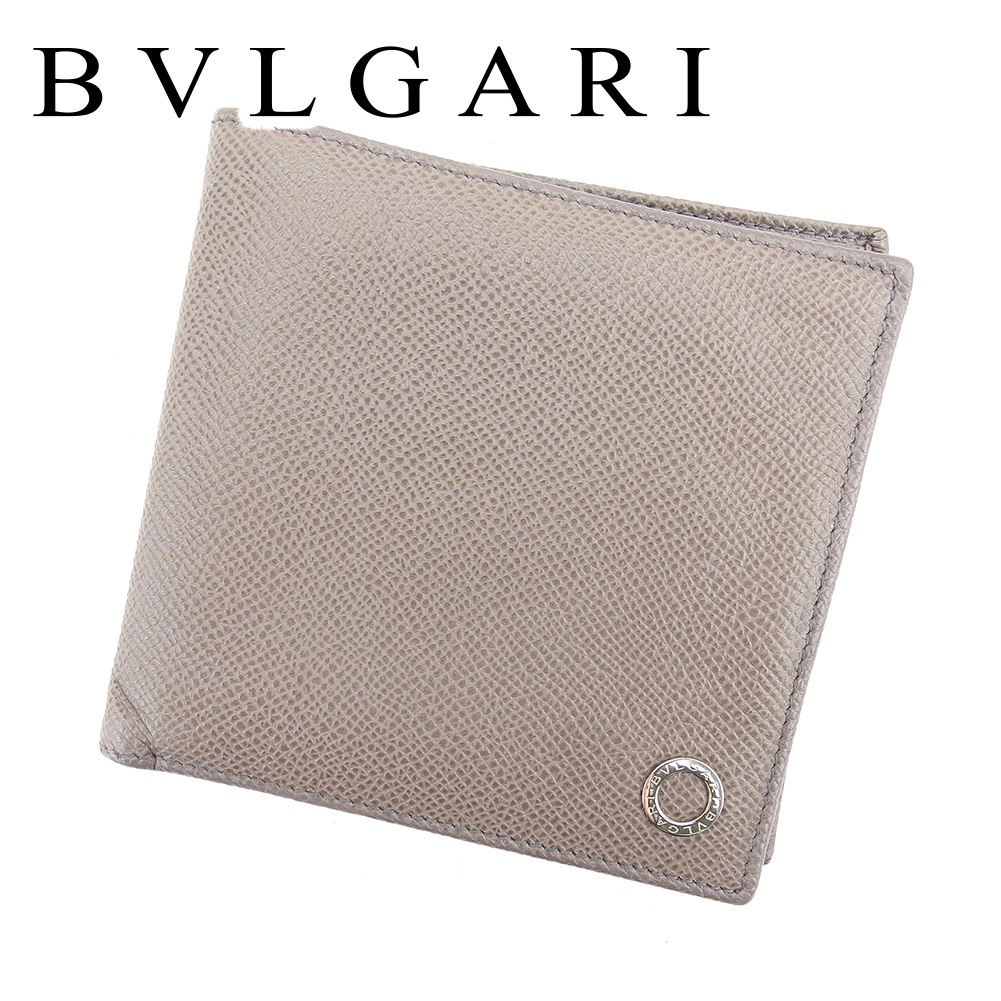 【フラッシュセール】ブルガリ 二つ折り 札入れ 二つ折り 財布 ブルガリブルガリ グレー 灰色 レザー BVLGARI 【ブルガリ】 T6604Sのサムネイル