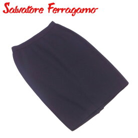 【ウィンターSALE 30%OFF】サルヴァトーレ フェラガモ スカート タイト ♯Sサイズ ニット ブラック ゴールド ウールWOOL100％ Salvatore Ferragamo 【フェラガモ】 C4049S 【中古】