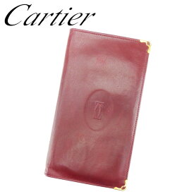 【楽天スーパーSALE】カルティエ 長札入れ 札入れ マストライン ボルドー ゴールド レザー Cartier 【カルティエ】 T6819S 【中古】