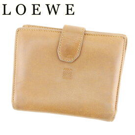 【春の大感謝祭 30％OFF】ロエベ Wホック 財布 二つ折り 財布 アナグラム ブラウン レザー LOEWE ホックサイフ ホック財布 財布 サイフ 財布 ユニセックス 小物 【ロエベ】 T6905 【中古】