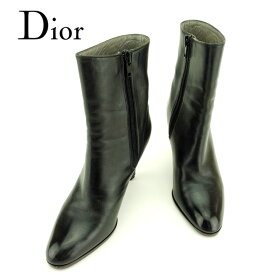 【春の大感謝祭 30％OFF】ディオール ブーツ シューズ 靴 ♯4 CDマーク ショート ブラック レザー Dior 【ディオール】 T7136S 【中古】