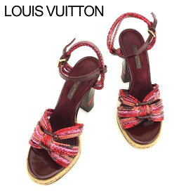 【楽天スーパーSALE】ルイ ヴィトン サンダル シューズ 靴 #34ハーフ パイソン レッド スエード×レザー Louis Vuitton 【ルイ・ヴィトン】 T7622S 【中古】