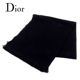 【スプリングセール30％OFF】ディオール オム マフラー フリンジ付き DC柄 ブラック ウール100％ Dior Homme 【ディオール】 T8007S 【中古】