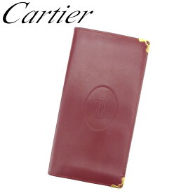 【ウィンターSALE 30%OFF】カルティエ 長札入れ 長財布 マストライン ボルドー レザー Cartier 【カルティエ】 G1309S 【中古】