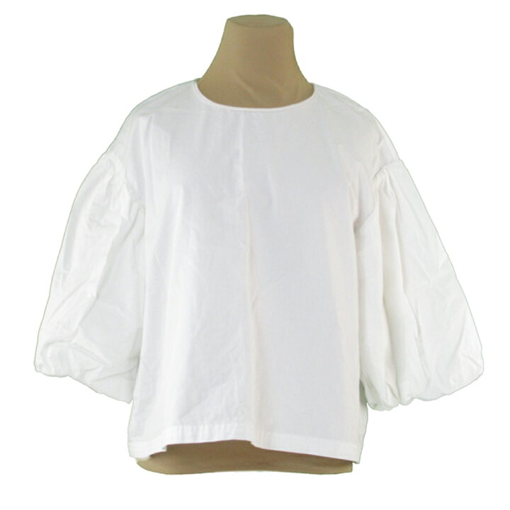 ザラ ブラウス ラウンドネック トップス レディース ♯USA Mサイズ trf collection バルーンスリーブ ホワイト 白 コットン 綿 ZARA T21519D 【中古】 ブランドデポ ZARA TRF Tシャツブラウス