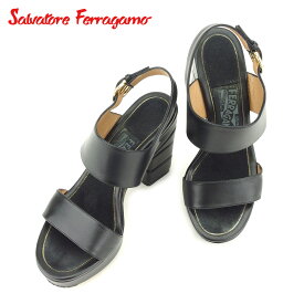 【スプリングセール30％OFF】サルヴァトーレ フェラガモ サンダル シューズ 靴 #3ハーフ ガンチーニ ブラック レザー Salvatore Ferragamo 【フェラガモ】 T11235S 【中古】