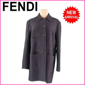 【春の大感謝祭 30％OFF】フェンディ コート ロゴボタン ♯40サイズ シングル ダークグレー×ゴールド FENDI 【フェンディ】 G1218S 【中古】