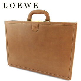 【楽天スーパーSALE】ロエベ アタッシュケース トランクケース ブリーフケース レディース メンズ ENRIQUE LOEWE KNAPPE エンリケロエベナッぺ ELKマーク ライトブラウン ゴールド レザー LOEWE T18835S 【中古】