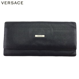 【スプリングセール】 【中古】 ヴェルサーチ 長札入れ 長財布 メンズ ブラック レザー VERSACE T21167