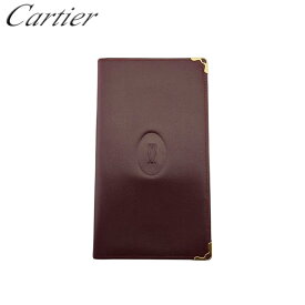 【春の大感謝祭 30％OFF】 【中古】 カルティエ 長札入れ 手帳カバー メンズ可 マストライン ボルドー レザー Cartier T21971