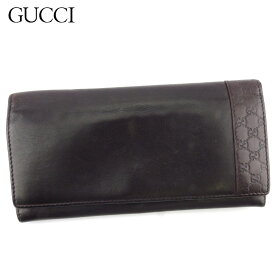 【スプリングセール30％OFF】グッチ 長財布 ファスナー付き 財布 メンズ マイクログッチシマ ブラウン レザー GUCCI 【グッチ】 L3177S 【中古】