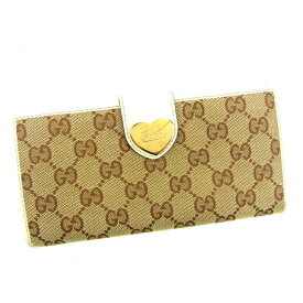 【春の大感謝祭 30％OFF】グッチ 長財布 Wホック GG柄 ホワイト×ベージュ キャンバス×レザー GUCCI 【グッチ】 G897S 【中古】