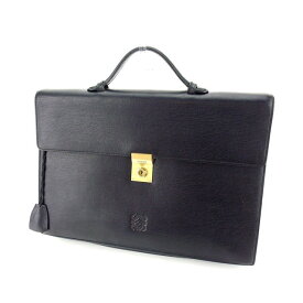 【春の大感謝祭 30％OFF】ロエベ ビジネスバッグ ブリーフケース アナグラム ブラック×ゴールド LOEWE 【ロエベ】 P407S 【中古】