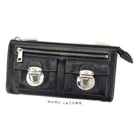 【春の大感謝祭 30％OFF】マークジェイコブス ファスナー財布 長財布 ブラック×シルバー MARC JACOBS ファスナー財布 財布 サイフ 収納 財布 ユニセックス 小物 【マークジェイコブス】 T15466 【中古】