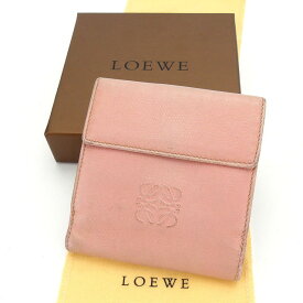 【春の大感謝祭 30％OFF】ロエベ Wホック財布 二つ折り財布 アナグラム ピンク LOEWE ホックサイフ ホック財布 財布 サイフ 財布 ユニセックス 小物 【ロエベ】 T12688 【中古】