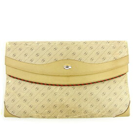 【春の大感謝祭 30％OFF】グッチ クラッチバッグ オールドグッチ ダブルGプレート ベージュ×グレー系 PVC×レザー GUCCI 【グッチ】 T038S 【中古】