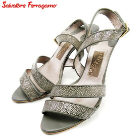 【スプリングセール】サルヴァトーレ フェラガモ サンダル シューズ 靴 ♯38 ガルーシャ ベージュ レザーSalvatore Ferragamo レディース プレゼント 贈り物 オシャレ 大人 ファッション 【フェラガモ】 T10157 【中古】