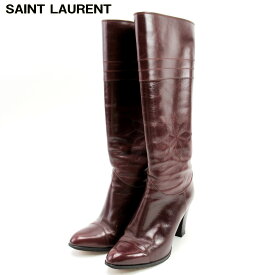 【スプリングセール】サンローラン ブーツ シューズ 靴 ♯34ハーフ ボルドー レザーSAINT LAURENT レディース プレゼント 贈り物 オシャレ 大人 ファッション 【サンローラン】 D2125 【中古】