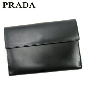 【楽天スーパーSALE】プラダ Wホック 財布 二つ折り 財布 レディース メンズ ブラック レザー PRADA 【プラダ】 T16758S 【中古】