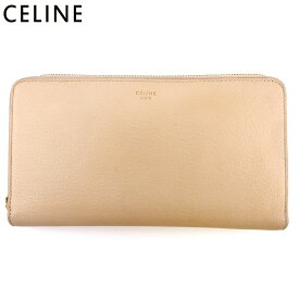 【ウィンターSALE 30%OFF】セリーヌ 長財布 ラウンドファスナー 財布 レディース ロゴ ピンク ゴールド ボルドー レザー CELINE 【セリーヌ】 T18192S 【中古】