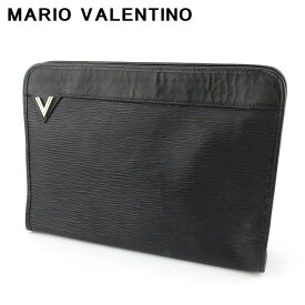 【スプリングセール30％OFF】マリオ ヴァレンティノ クラッチバッグ セカンドバッグ バッグ レディース メンズ Vマーク ブラック シルバー ゴールド レザー MARIO VALENTINO T19048S 【中古】