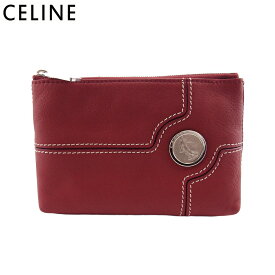 【スプリングセール30％OFF】 【中古】 セリーヌ ポーチ 化粧ポーチ レディース レッド レザー CELINE T21049