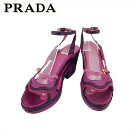 【スプリングセール】【中古】 プラダ サンダル シューズ 靴 レディース パープル×ピンク レザー PRADA C4480