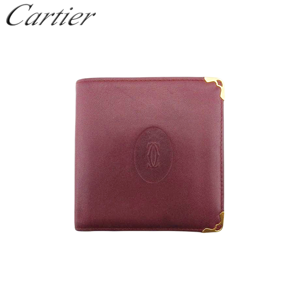 ★ Cartier カルティエ★ カードケース　二つ折り財布　ボルドー色