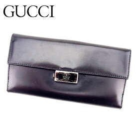 【楽天スーパーSALE】グッチ 長財布 Wホック ブラック レザーGUCCI レディース プレゼント 贈り物 1点物 秋 迅速発送 オシャレ 大人 在庫処分 ファッション 【グッチ】 E1306S 【中古】