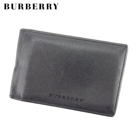 【楽天スーパーSALE】バーバリー カードケース カード パスケース ロゴ ブラック レザー BURBERRY 【バーバリー】 D1964S 【中古】