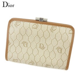 【楽天スーパーSALE】ディオール ポーチ 化粧ポーチ オールドディオール ロゴ柄 ベージュ ブラウン系 PVC×レザー Dior 【ディオール】 T8660S 【中古】