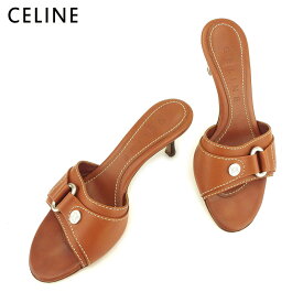 【春の大感謝祭 30％OFF】セリーヌ サンダル シューズ 靴 #35ハーフ ブラウン レザーCELINE レディース プレゼント 贈り物 オシャレ 大人 ファッション 【セリーヌ】 P833 【中古】