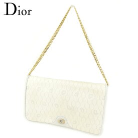 【スプリングセール】ディオール ショルダーバッグ チェーンショルダー ヴィンテージディオール ホワイト 白 PVC×レザー Dior バッグ バック 肩掛け 収納 バッグ 【ディオール】 T4018 【中古】