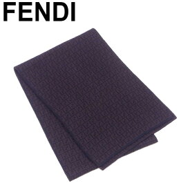 【お買い物マラソン30％OFF】フェンディ マフラー リバーシブル ズッキーノ ブラック ブラウン ウール 毛 FENDI 【フェンディ】 T9046S 【中古】