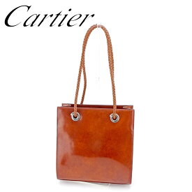 【楽天スーパーSALE】カルティエ トートバッグ トート ショルダーバッグ パンテール ブラウン シルバー エナメルレザー Cartier バック 収納 ファッション バッグ 手持ちバッグ 【カルティエ】 T9491 【中古】