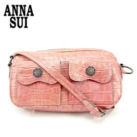 【ウィンターSALE 30%OFF】アナスイ ショルダーバッグ 斜め掛けショルダー クロコダイル型押し ピンク レザー ANNA SUI バッグ バック 肩掛け 収納 バッグ 【アナスイ】 G1399 【中古】