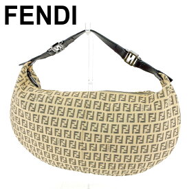 【春の大感謝祭 30％OFF】フェンディ ハンドバッグ バッグ ズッキーノ ベージュ ブラック キャンバス×レザー FENDI バック 手持ちバッグ ファッション バッグ 収納 【フェンディ】 T9358 【中古】