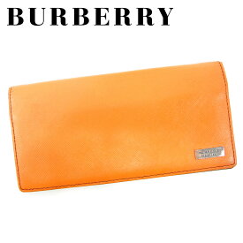 【楽天スーパーSALE】バーバリー 長財布 ファスナー付き 長財布 オレンジ レザー BURBERRY 長サイフ サイフ 収納 財布 ユニセックス 小物 【バーバリー】 T9484 【中古】