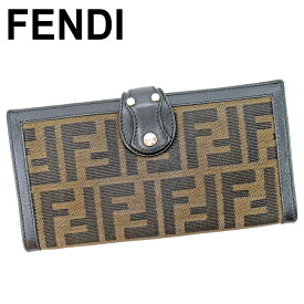 【楽天スーパーSALE】フェンディ 長財布 Wホック ズッカ ブラック ベージュ キャンバス×レザー FENDI 長サイフ サイフ 収納 財布 ユニセックス 小物 【フェンディ】 T9859 【中古】