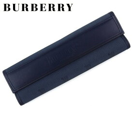 【春の大感謝祭 30％OFF】バーバリー ペンケース ケース レディース メンズ ロゴ ネイビー コーティングキャンバス×レザー BURBERRY T19357 【中古】