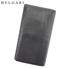 【ウィンターSALE 30%OFF】ブルガリ 長札入れ 長財布 ロゴ ブラック レザーBVLGARI レディース プレゼント 贈り物 オシャレ 大人 ファッション 【ブルガリ】 T8909 【中古】