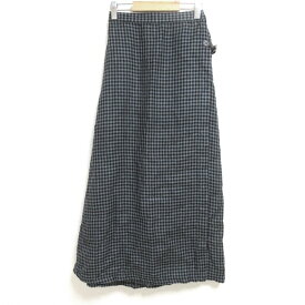 【新着】【中古】fog linen work/FLW(フォグリネンワーク) ロングスカート チェック柄 グレー×黒