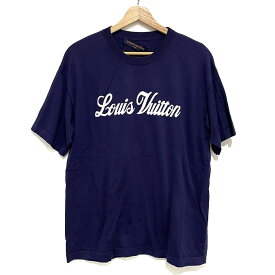 【新着】【中古】LOUIS VUITTON(ルイヴィトン) 半袖セーター ロゴ/クルーネック ネイビー×白