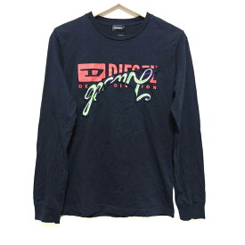 【中古】DIESEL(ディーゼル) 長袖Tシャツ ロンT/Sサイズ 黒×レッド×グリーン