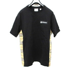【中古】BURBERRY LONDON ENGLAND(バーバリーロンドンイングランド) 半袖Tシャツ チェック柄 黒×ライトブラウン×マルチ