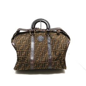 【新着】【中古】FENDI(フェンディ) ズッカ柄 ボストンバッグ ブラウン×ベージュ ジャガード×レザー