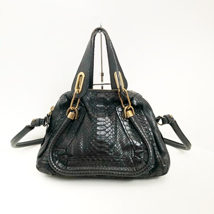 楽天市場】【中古】Chloe(クロエ) パラティ ハンドバッグ 黒 パイソン 