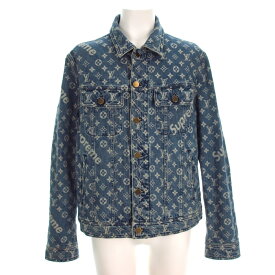 【新着】【中古】LOUIS VUITTON(ルイヴィトン) Jacquard Denim Trucker Jacket Gジャン 長袖/デニム/モノグラムデニム/2017年/春/秋/Supremeコラボ ネイビー
