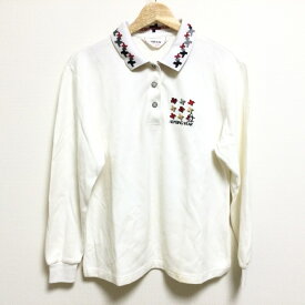 【新着】【中古】Munsingwear(マンシングウェア) 長袖ポロシャツ 白×レッド×ゴールド